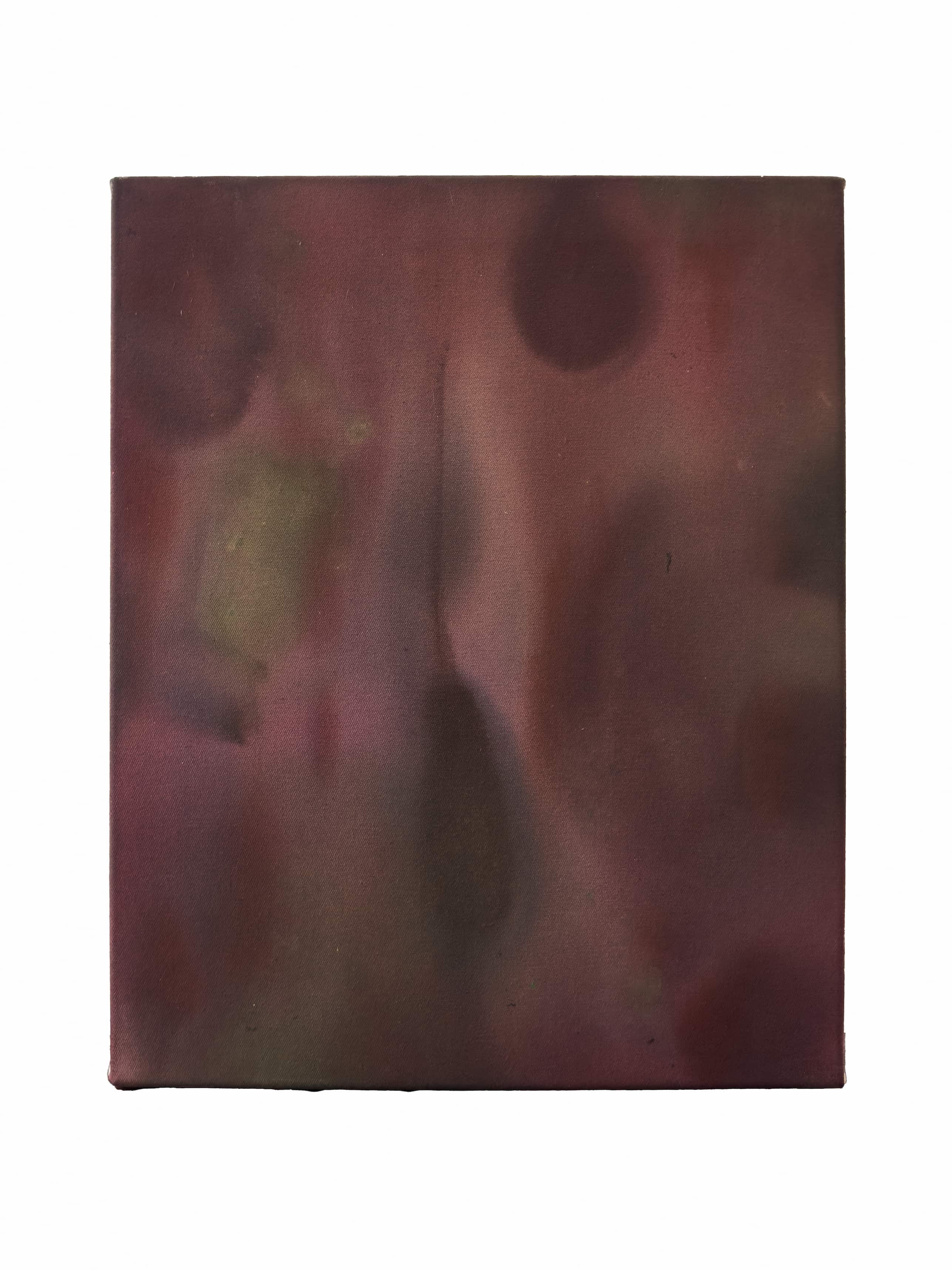 Atmosphere | burnt red green I, acrylic on raw canvas, 50 × 40 cm, 2026, 450 €