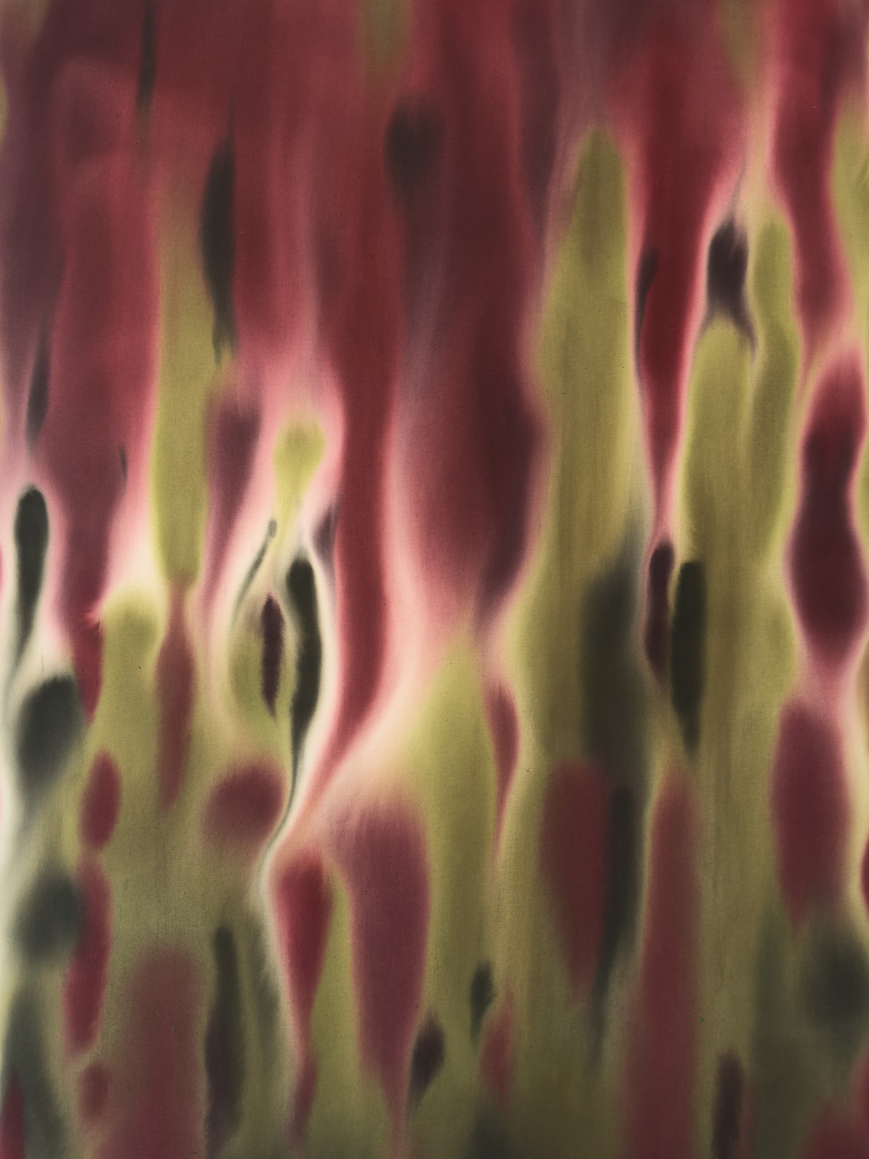 Atmosphere | maroon khaki, acrylic on raw canvas, 150 × 100 cm, 2026, 1500 €