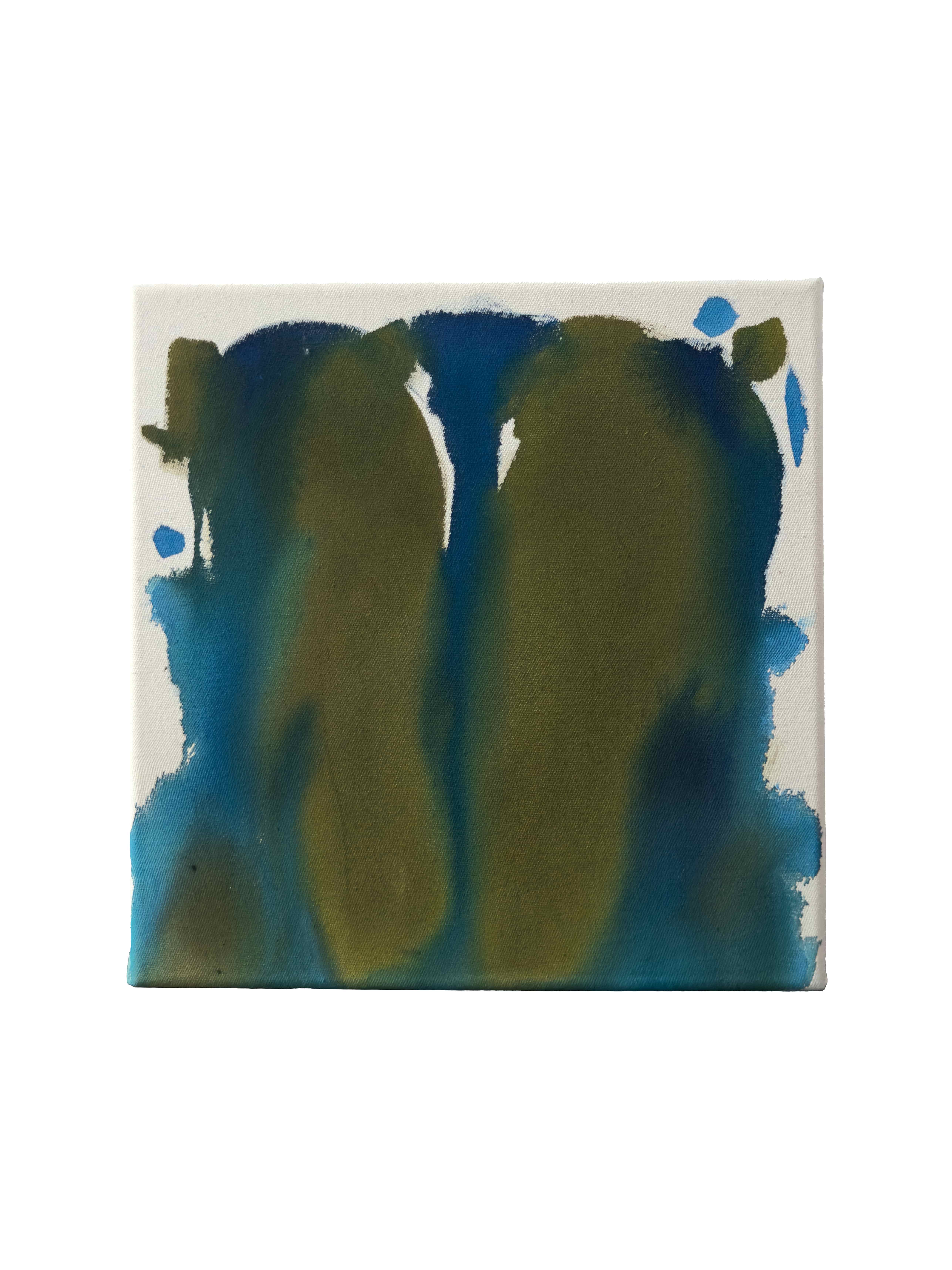 Chromatic | blue green, acrylic on raw canvas, 30 × 30 cm, 2026, 260 €