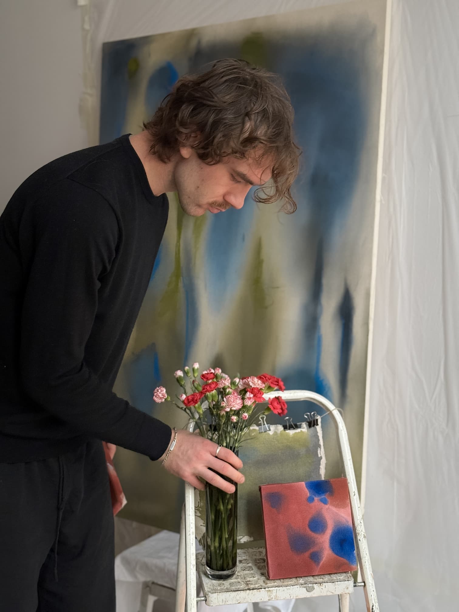 Kuba Chojnacki working in his studio, Cracow
